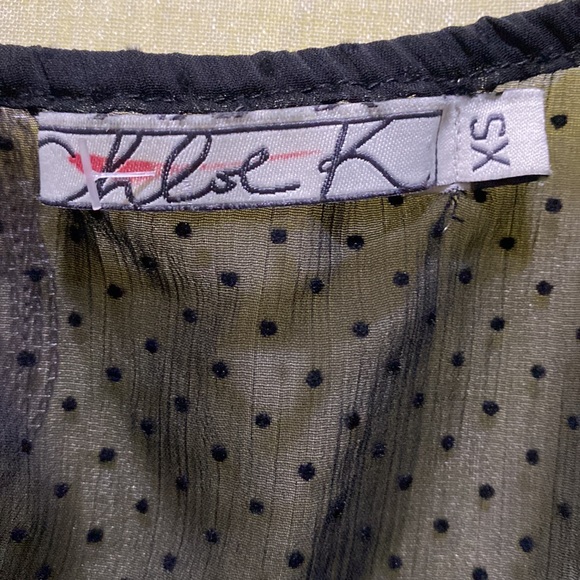 CHLOE K BLACK POLKA- DOT LACE SCOOP NECK TANK TOP SZ XS - Picture 2 of 7